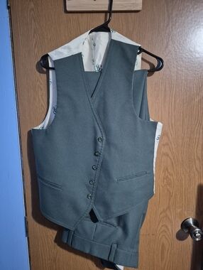 Vintage Mens Levi Panatela Green Pants And Vest Combo Inseam 30 Pre Owned